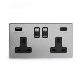 2G USB A+C Socket w/ Black Insert