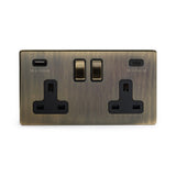 2G USB A+C Socket w/ Black Insert