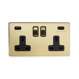 2G USB A+C Socket w/ Black Insert