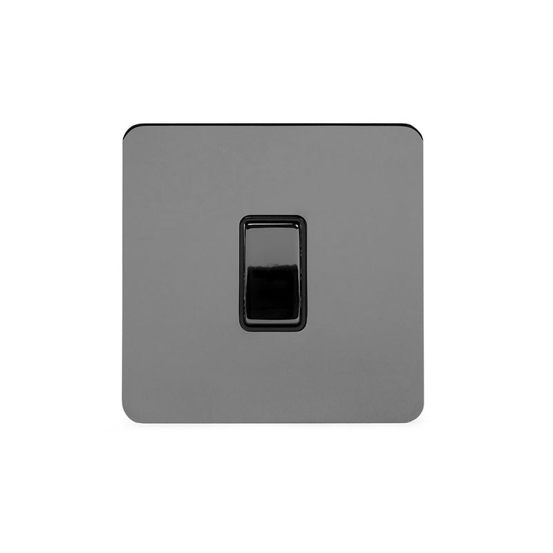 1G Retractive Rocker Switch / Black Insert - Flat Plate