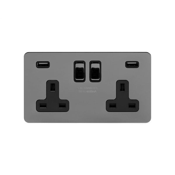 2G USB Socket w/ Black Insert / Flat Plate