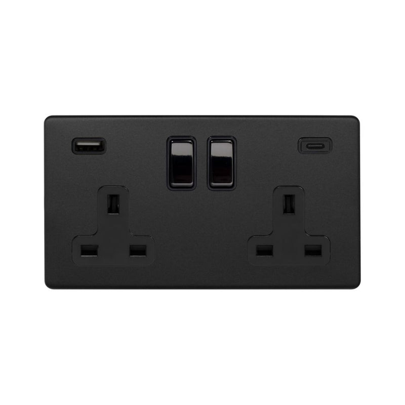 2G USB A+C Socket w/ Black Insert