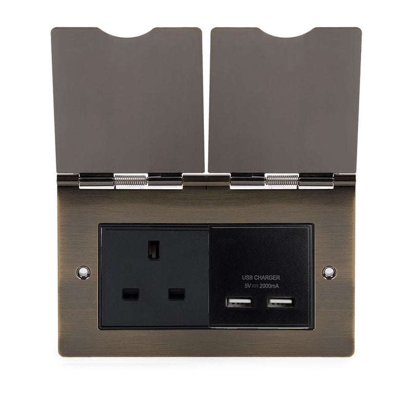 2G Floor Outlet 13A Socket w/ USB Charger