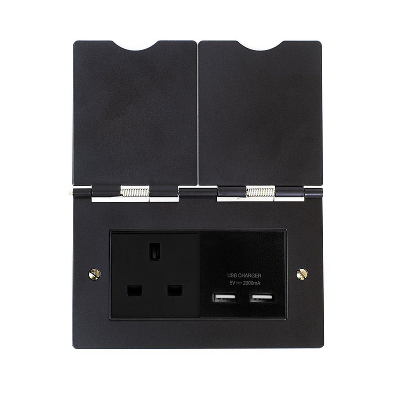 2G Floor Outlet 13A Socket w/ USB Charger